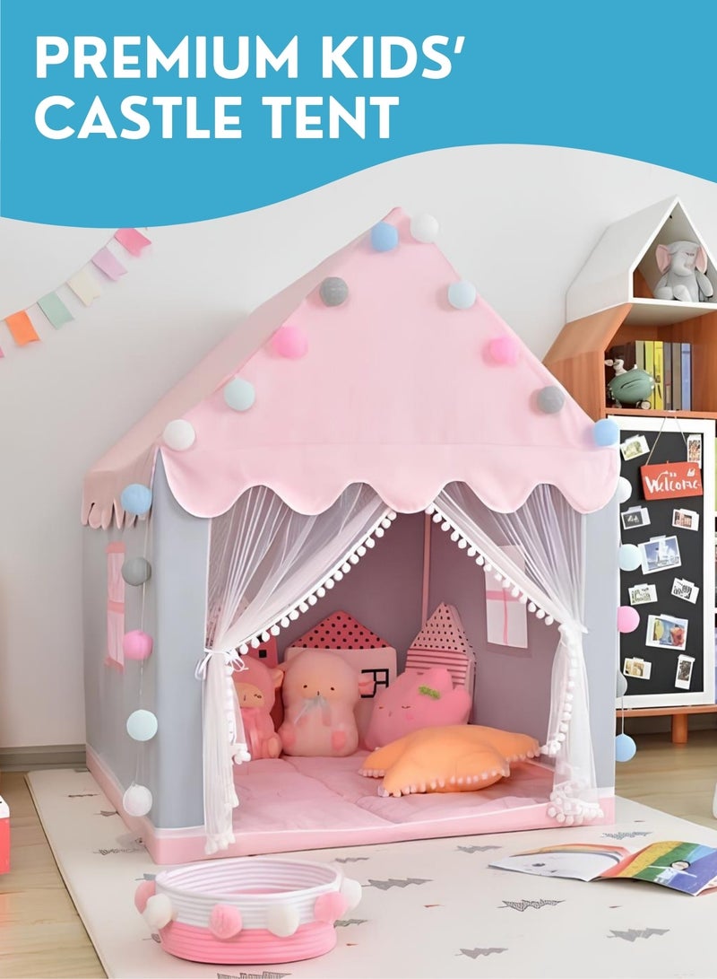 Large Kids Tent House Indoor Outdoor – Toddler Play Tent with Curtains, Baby Princess Castle Playhouse for Girls & Boys, Birthday Party Decoration, Kids Indoor Room Toy Gift - Image 1